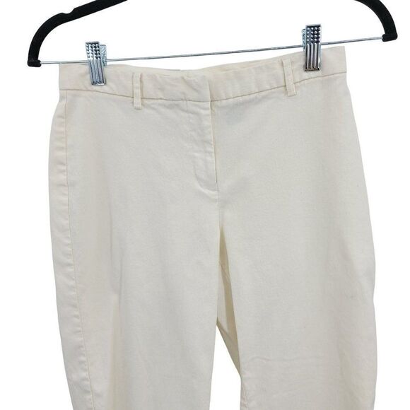 Vintage 90s Express Mid Rise Capri Pants 3/4 White Stretch Flat Front Flat Back - Picture 5 of 11